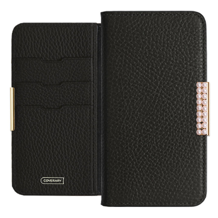 Cuir véritable 32 couleurs cuir italien grainé cadre perlé décor étui portefeuille série Galaxy