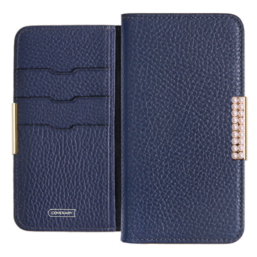 Genuine Leather 32 Colors Italian Shrink Leather Pearl Frame Deco Notebook-style Case Xperia Series