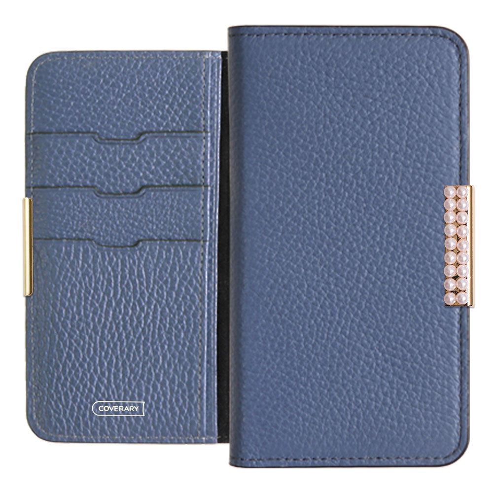 Cuir véritable 32 couleurs cuir italien grainé cadre perlé décor étui portefeuille série Galaxy