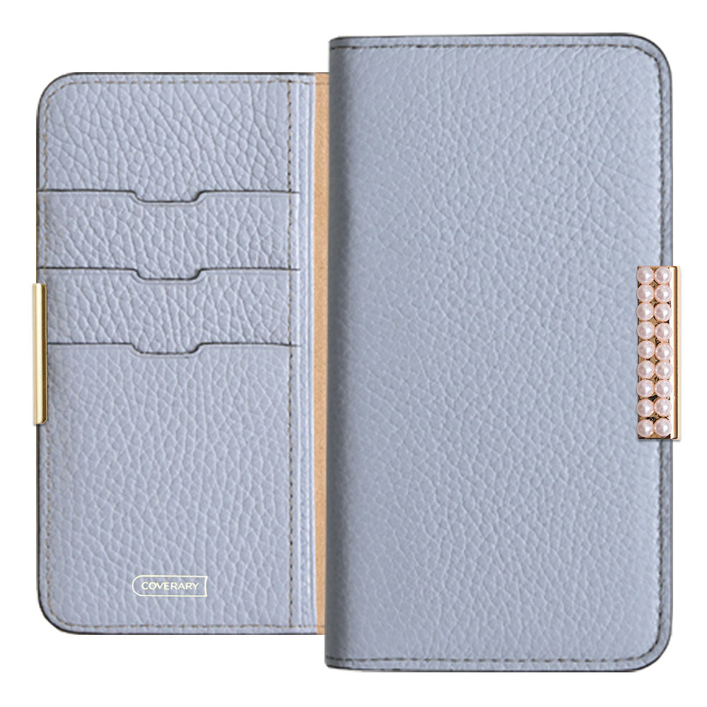 Cuir véritable 32 couleurs Cuir italien grainé Cadre perlé décor Étui portefeuille