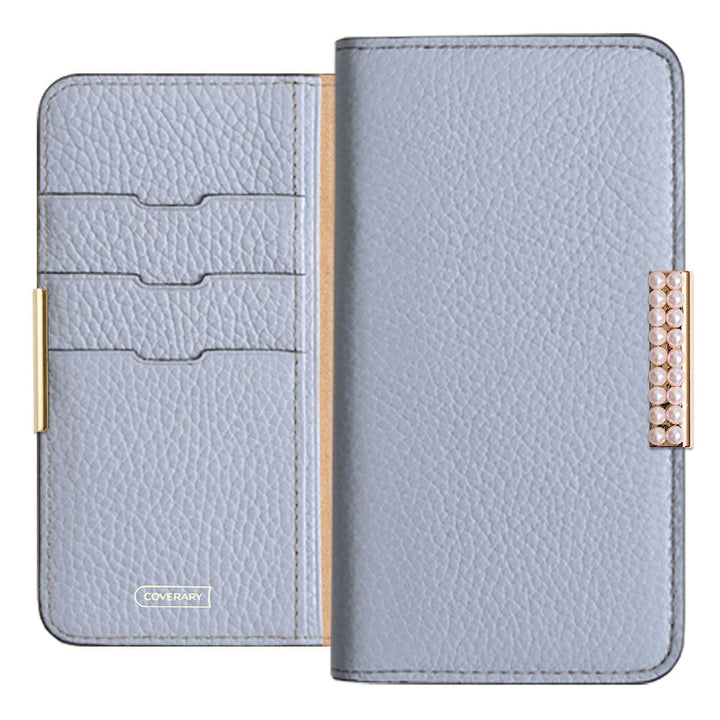 Cuir véritable 32 couleurs cuir italien grainé cadre perlé décor étui portefeuille série Galaxy