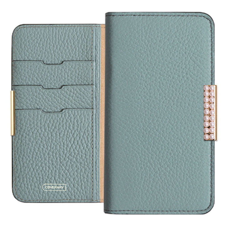 Genuine Leather 32 Colors Italian Shrink Leather Pearl Frame Deco Notebook-style Case Xperia Series
