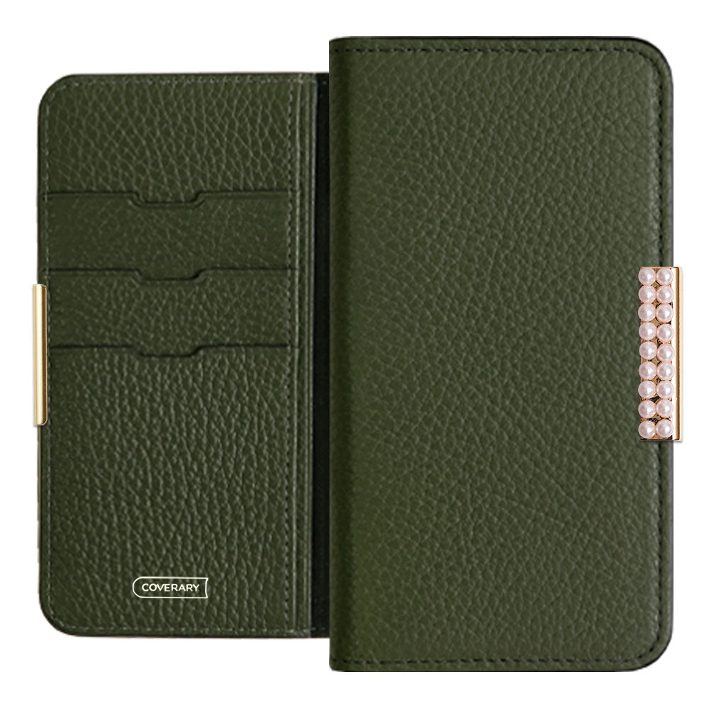 Genuine Leather 32 Colors Italian Shrink Leather Pearl Frame Deco Notebook-style Case Xperia Series