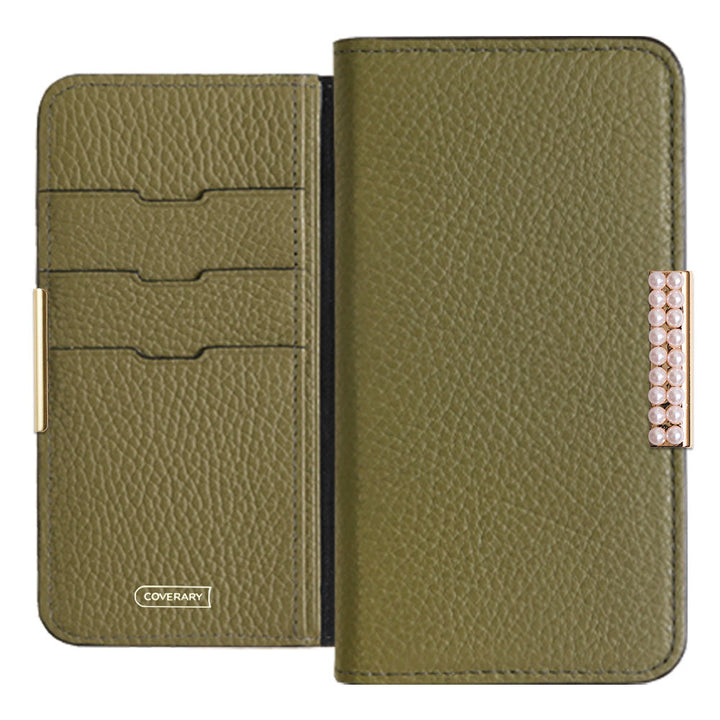 Genuine Leather 32 Colors Italian Shrink Leather Pearl Frame Deco Notebook-style Case Xperia Series