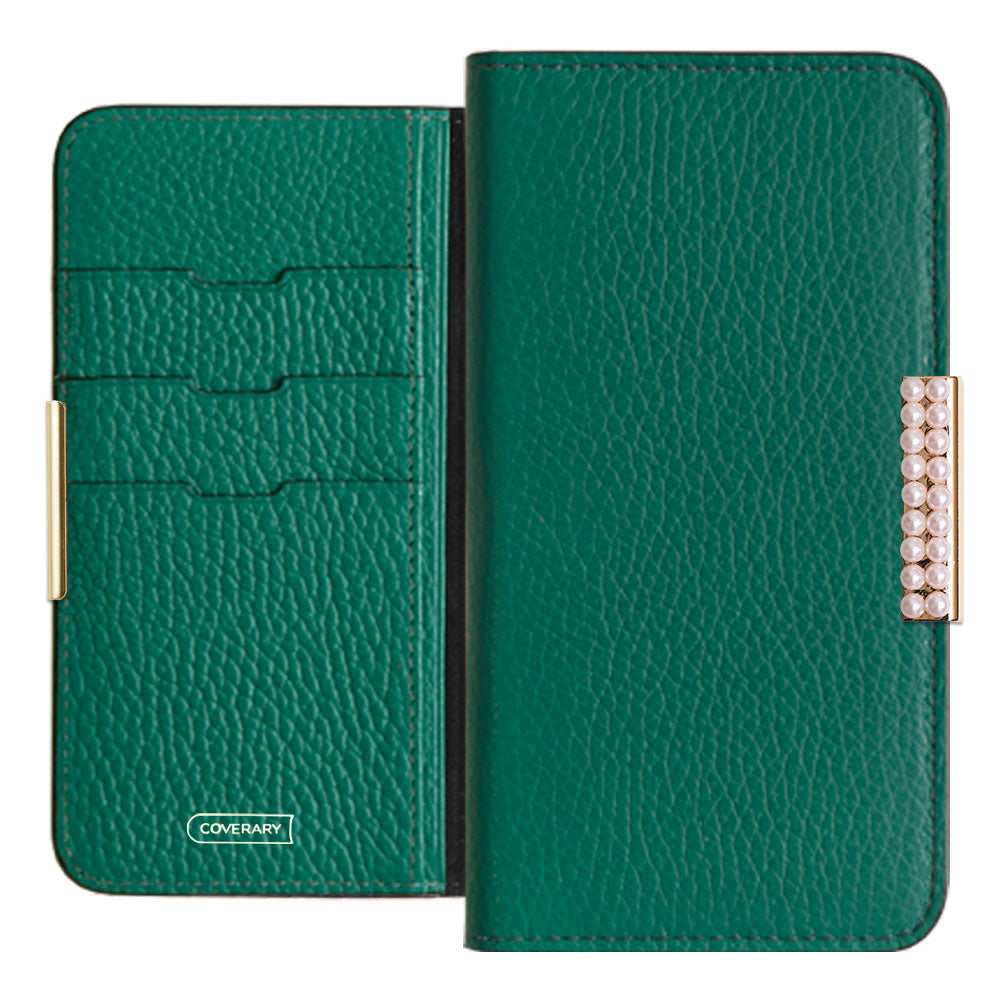 Genuine Leather 32 Colors Italian Shrink Leather Pearl Frame Deco Notebook-style Case Xperia Series