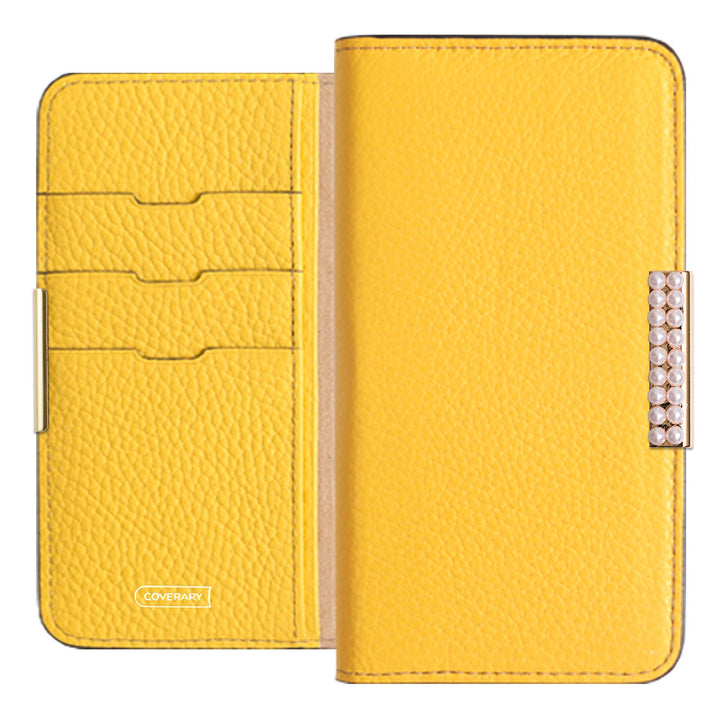 Genuine Leather 32 Colors Italian Shrink Leather Pearl Frame Deco Notebook-style Case Xperia Series
