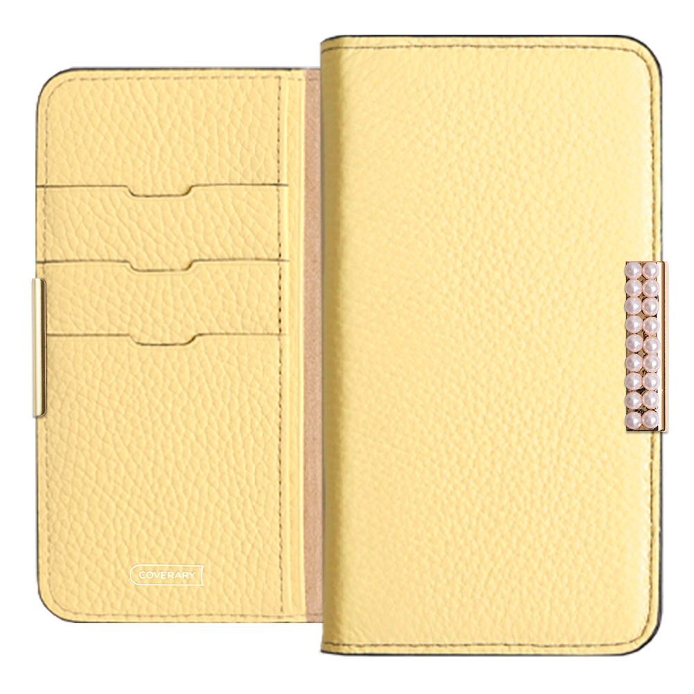 Cuir véritable 32 couleurs Cuir italien grainé Cadre perlé décor Étui portefeuille