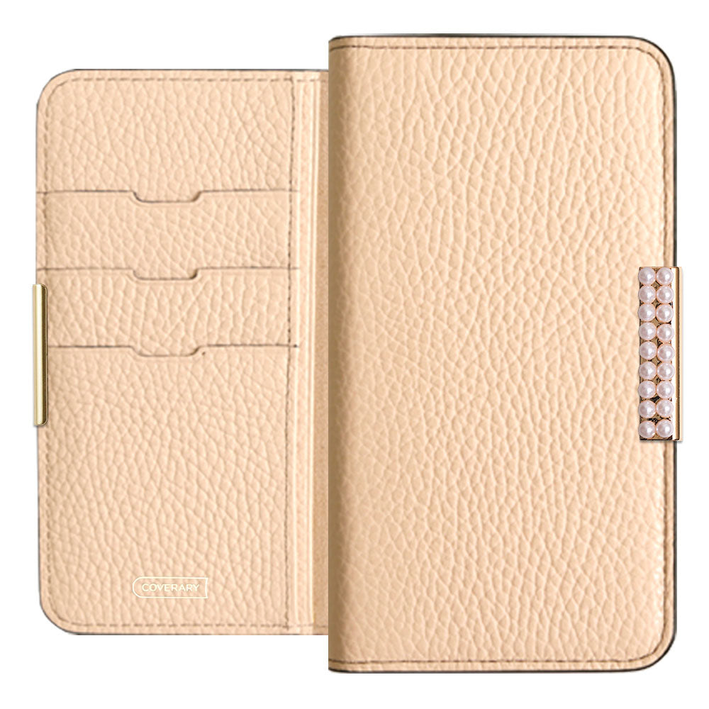 Cuir véritable 32 couleurs Cuir italien grainé Cadre perlé décor Étui portefeuille