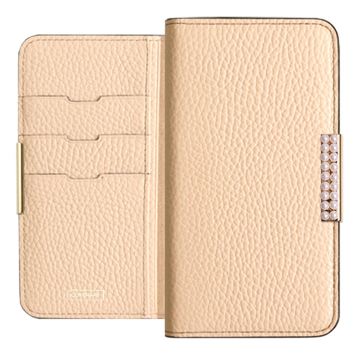 Cuir véritable 32 couleurs cuir italien grainé cadre perlé décor étui portefeuille série Galaxy