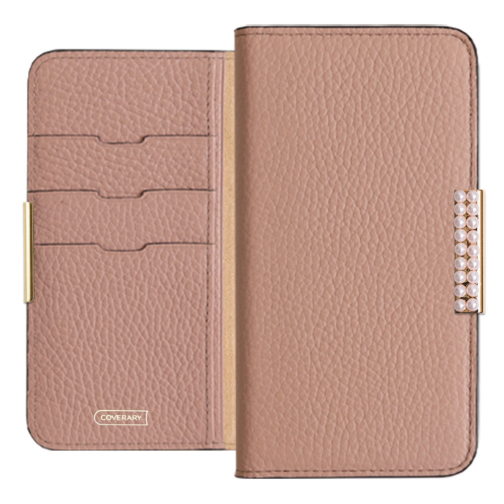 Cuir véritable 32 couleurs cuir italien grainé cadre perlé décor étui portefeuille série Galaxy