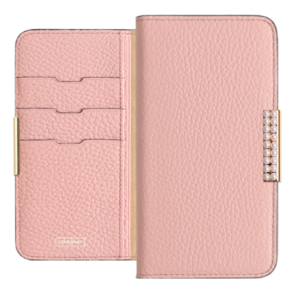 Cuir véritable 32 couleurs cuir italien grainé cadre perlé décor étui portefeuille série Galaxy