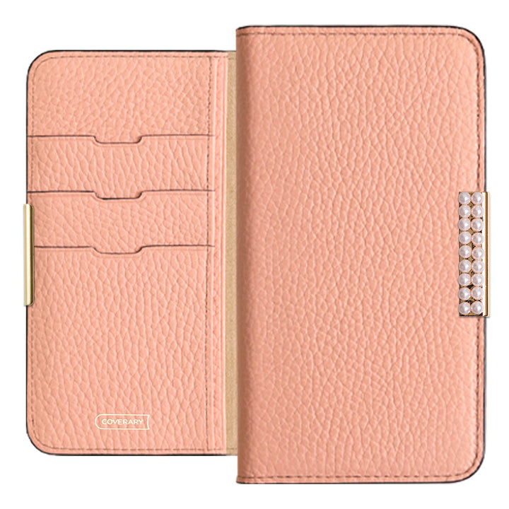 Genuine Leather 32 Colors Italian Shrink Leather Pearl Frame Deco Notebook-style Case Xperia Series