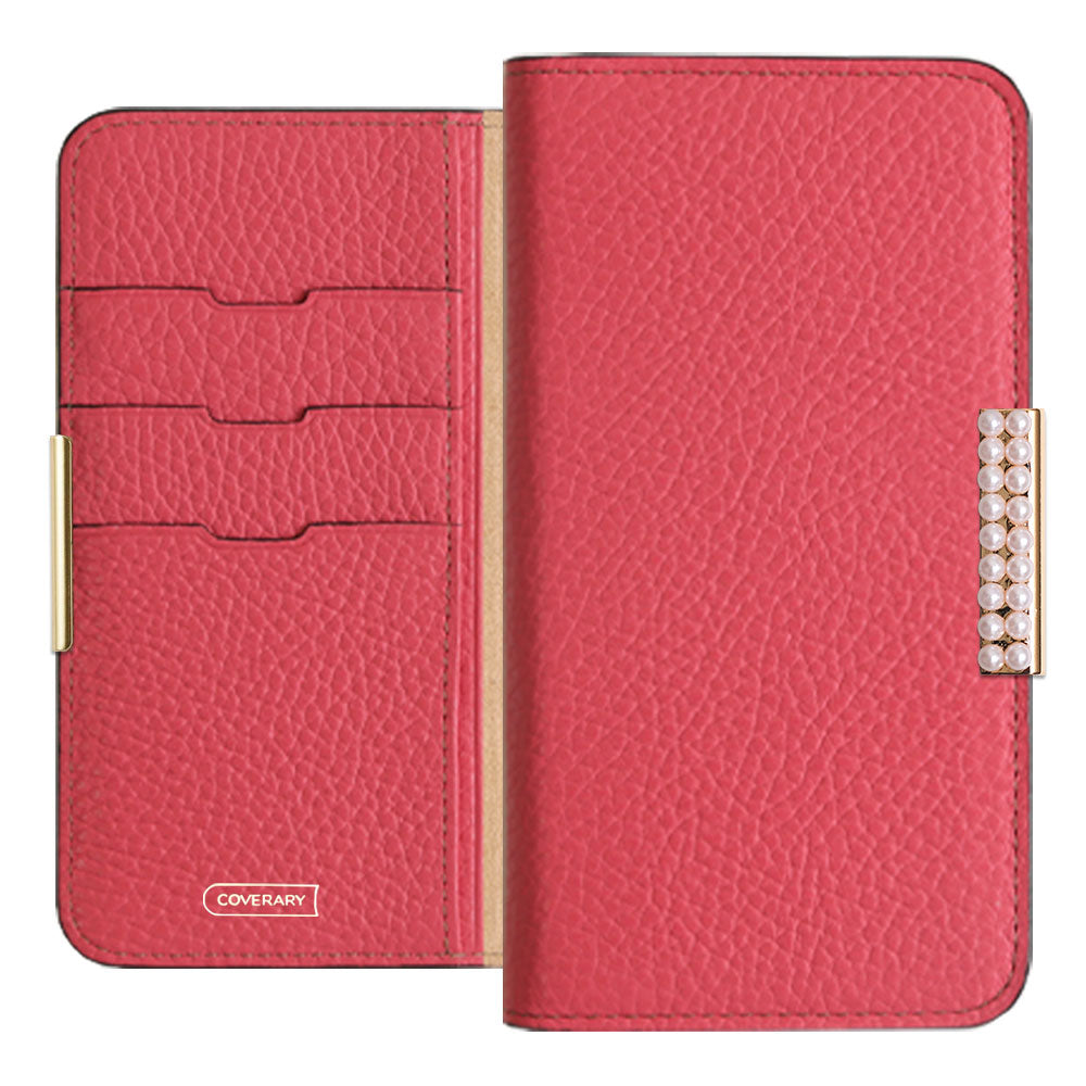 Genuine Leather 32 Colors Italian Shrink Leather Pearl Frame Deco Notebook-style Case Xperia Series