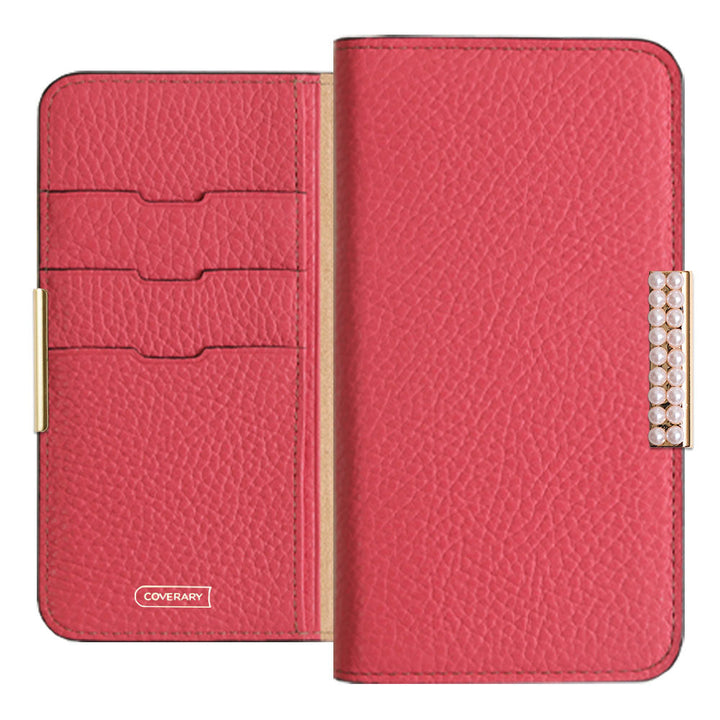 Genuine Leather 32 Colors Italian Shrink Leather Pearl Frame Deco Notebook-style Case Xperia Series