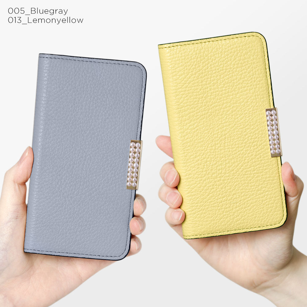 Genuine Leather 32 Colors Italian Shrink Leather Pearl Frame Deco Notebook-style Case Xperia Series