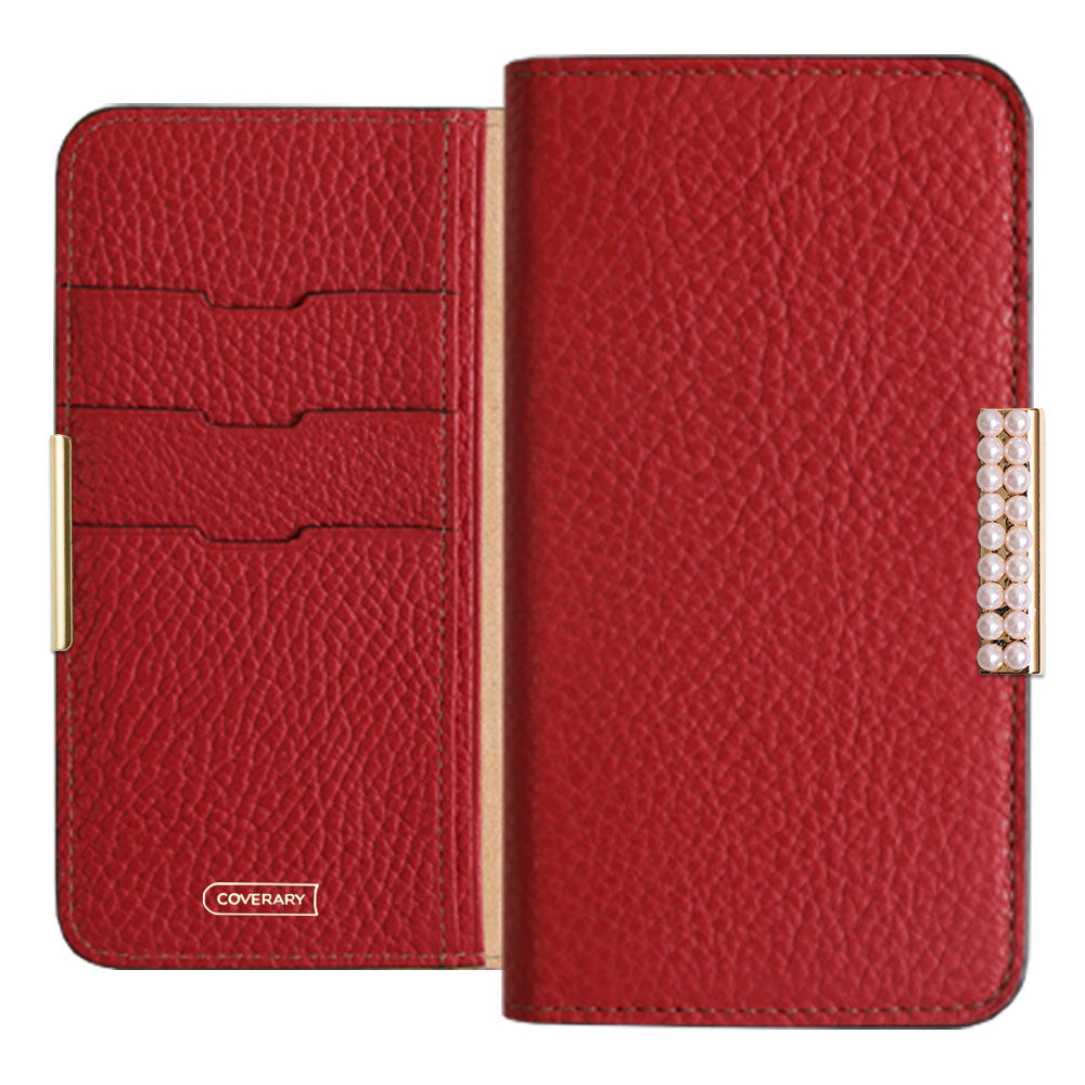 Cuir véritable 32 couleurs Cuir italien grainé Cadre perlé décor Étui portefeuille