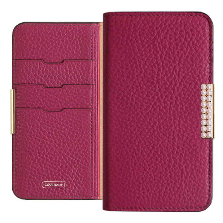 Genuine Leather 32 Colors Italian Shrink Leather Pearl Frame Deco Notebook-style Case Xperia Series