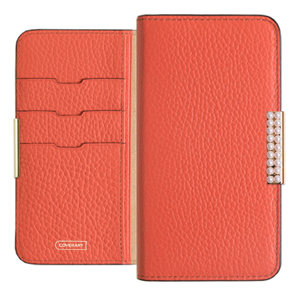 Genuine Leather 32 Colors Italian Shrink Leather Pearl Frame Deco Notebook-style Case Xperia Series