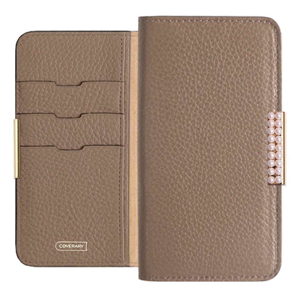 Cuir véritable 32 couleurs cuir italien grainé cadre perlé décor étui portefeuille série Galaxy