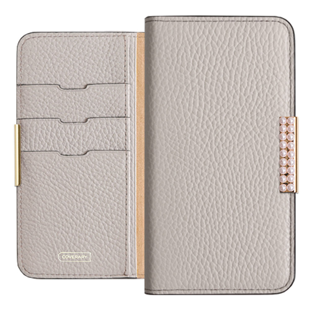 Genuine Leather 32 Colors Italian Shrink Leather Pearl Frame Deco Notebook-style Case Xperia Series