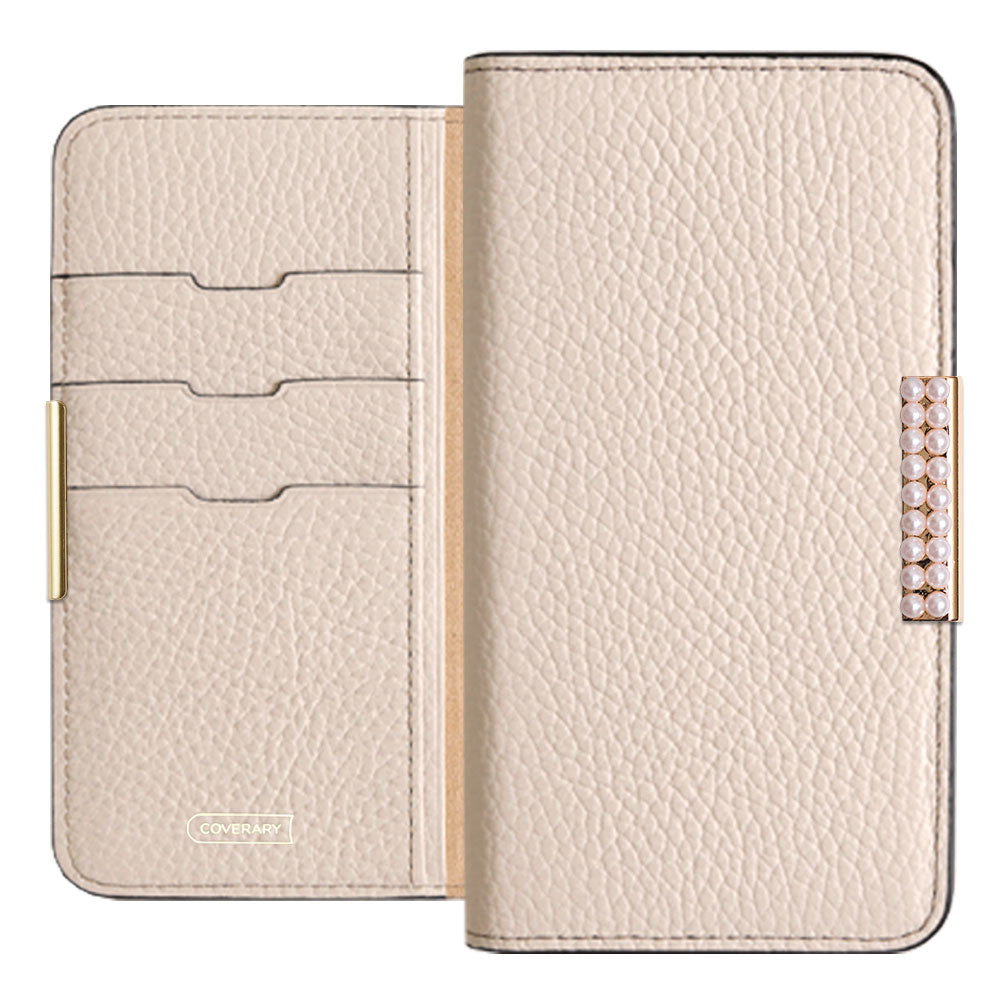 Cuir véritable 32 couleurs Cuir italien grainé Cadre perlé décor Étui portefeuille