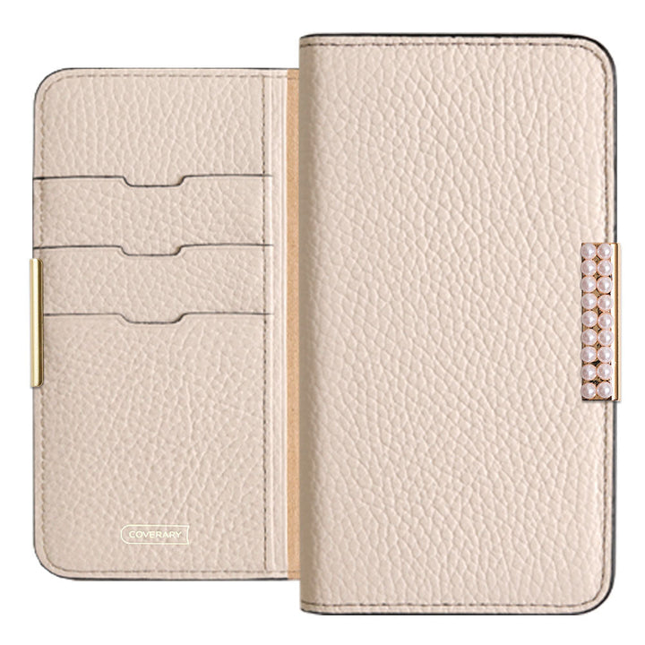 Cuir véritable 32 couleurs cuir italien grainé cadre perlé décor étui portefeuille série Galaxy