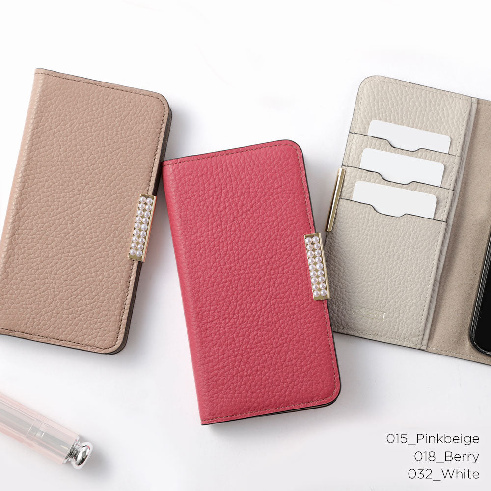 Genuine Leather 32 Colors Italian Shrink Leather Pearl Frame Deco Notebook-style Case Xperia Series