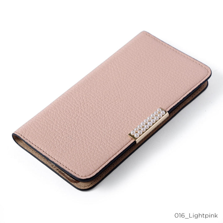 Genuine Leather 32 Colors Italian Shrink Leather Pearl Frame Deco Notebook-style Case Xperia Series