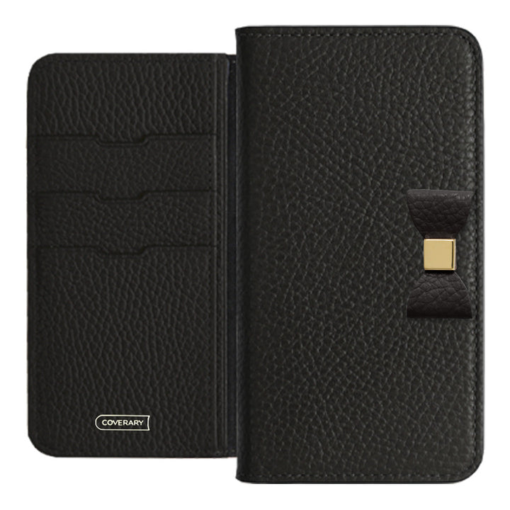 Cuir véritable 32 couleurs Cuir italien grainé Choix de décoration ruban Étui portefeuille Série AQUOS