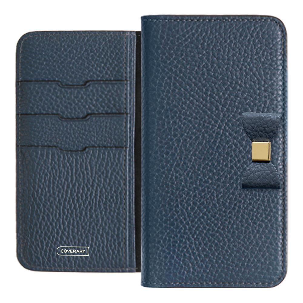 Cuir véritable 32 couleurs Cuir italien grainé Choix de décoration ruban Étui portefeuille Série Galaxy