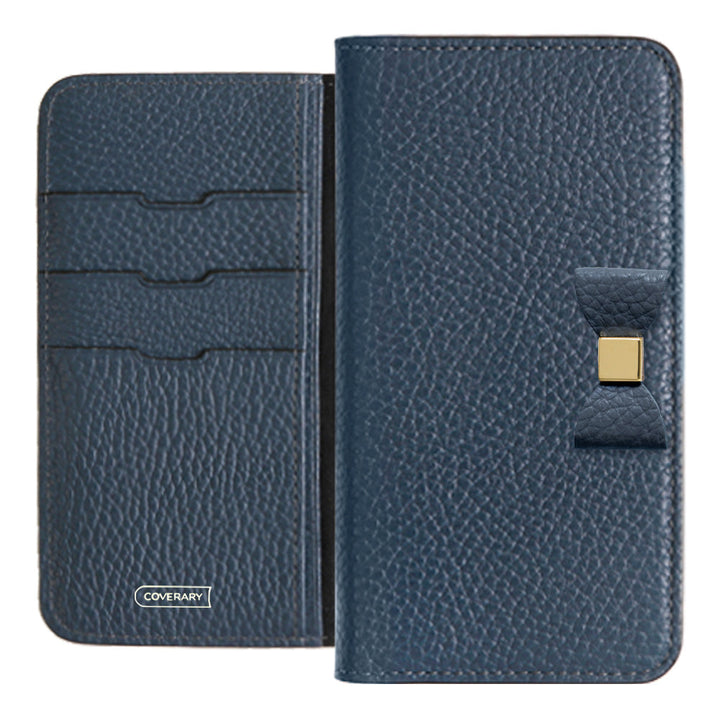 Cuir véritable 32 couleurs Cuir italien grainé Choix de décoration ruban Étui portefeuille Série Galaxy