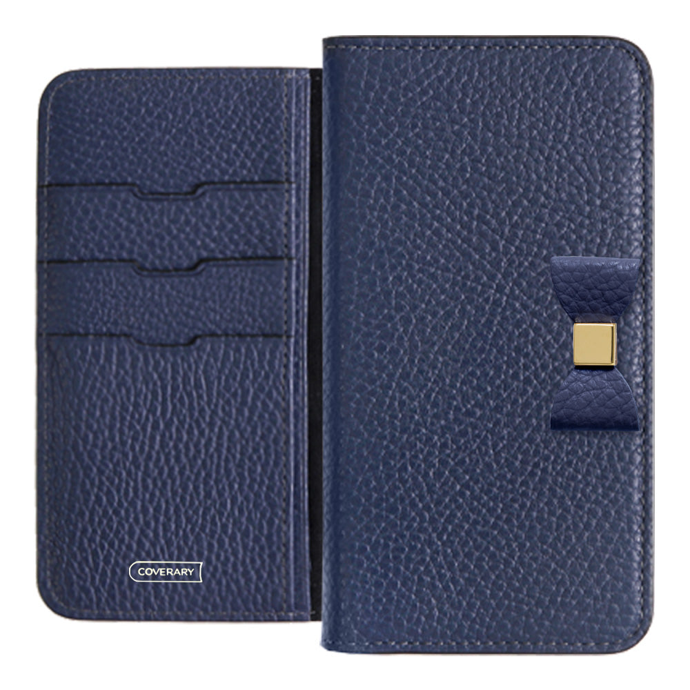 Cuir véritable 32 couleurs Cuir italien grainé Choix de décoration ruban Étui portefeuille Série Galaxy