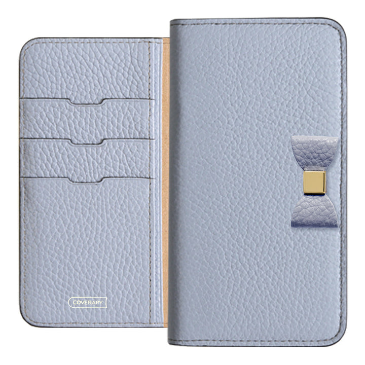 Cuir véritable 32 couleurs Cuir italien grainé Choix de décoration ruban Étui portefeuille Série AQUOS