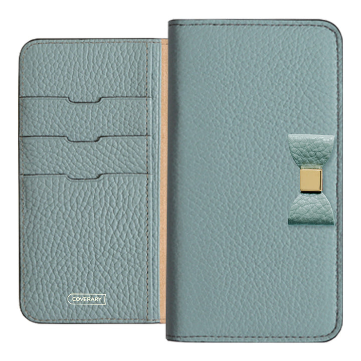 Cuir véritable 32 couleurs Cuir italien grainé Choix de décoration ruban Étui portefeuille Série AQUOS