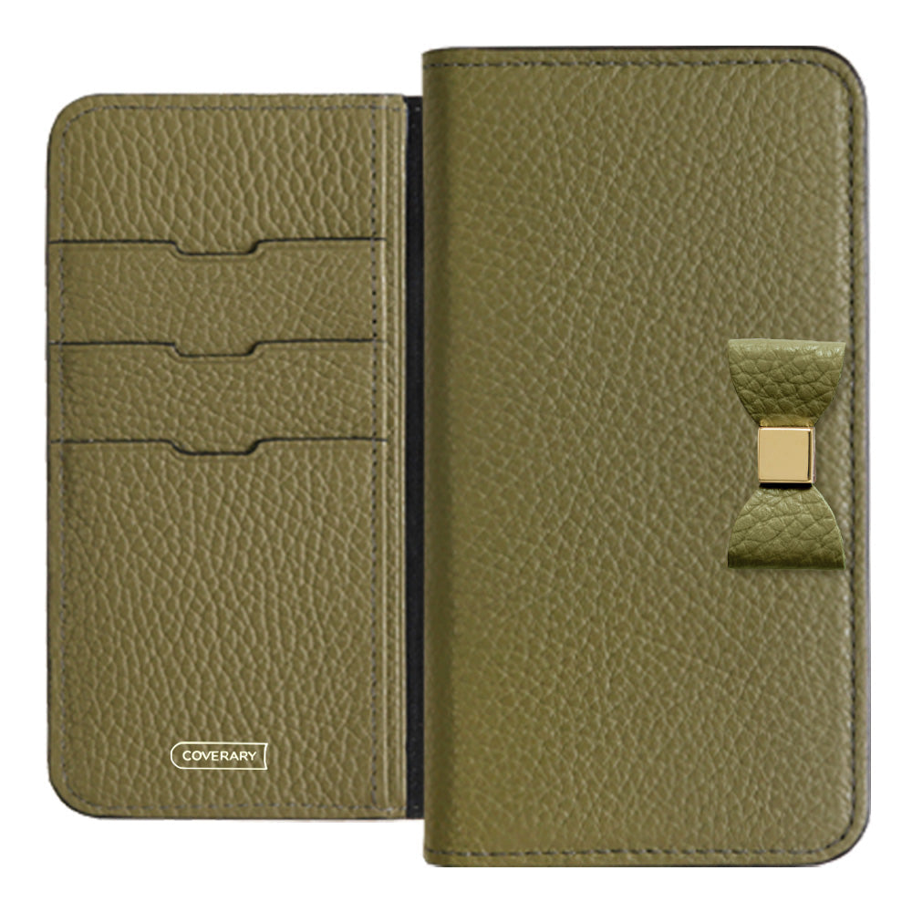 Cuir véritable 32 couleurs Cuir italien grainé Choix de décoration ruban Étui portefeuille Série AQUOS