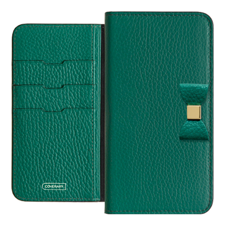 Cuir véritable 32 couleurs Cuir italien grainé Choix de décoration ruban Étui portefeuille Série Galaxy