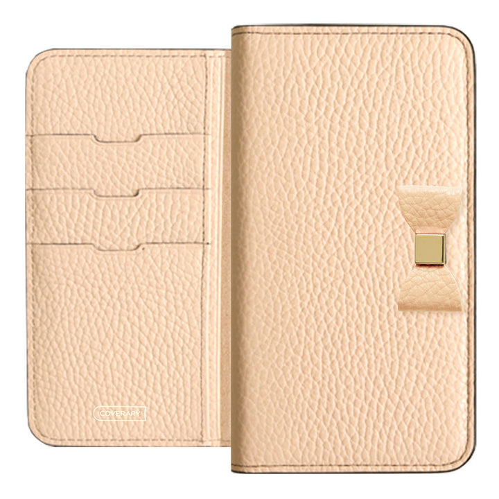 Cuir véritable 32 couleurs Cuir italien grainé Choix de décoration ruban Étui portefeuille Série AQUOS