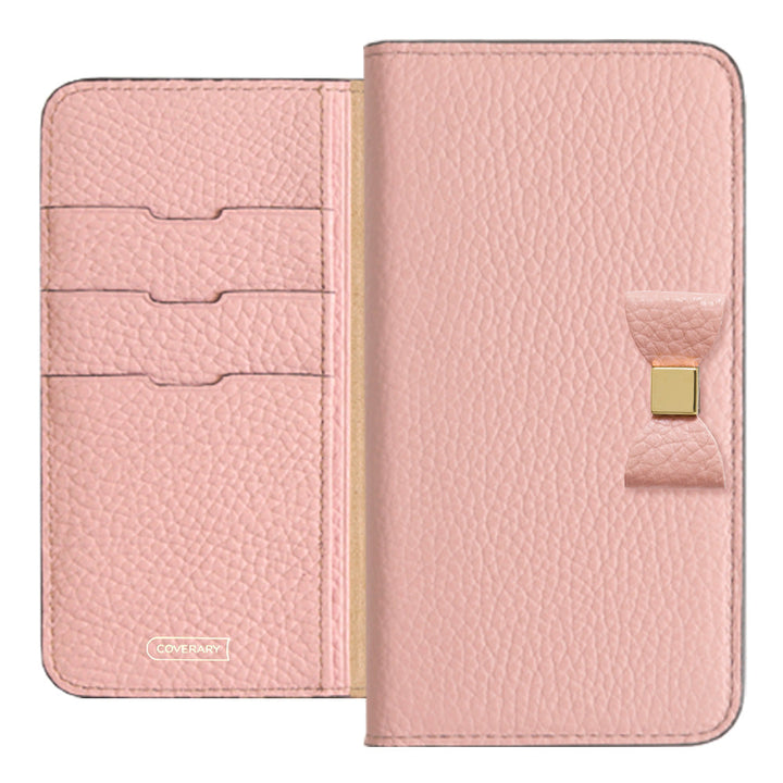 Cuir véritable 32 couleurs Cuir italien grainé Choix de décoration ruban Étui portefeuille Série AQUOS