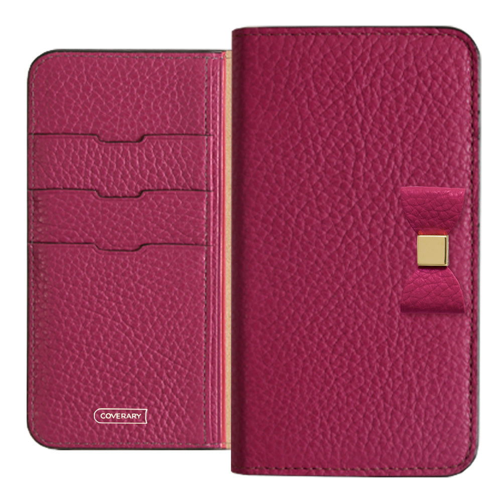 Cuir véritable 32 couleurs Cuir italien grainé Choix de décoration ruban Étui portefeuille Série AQUOS