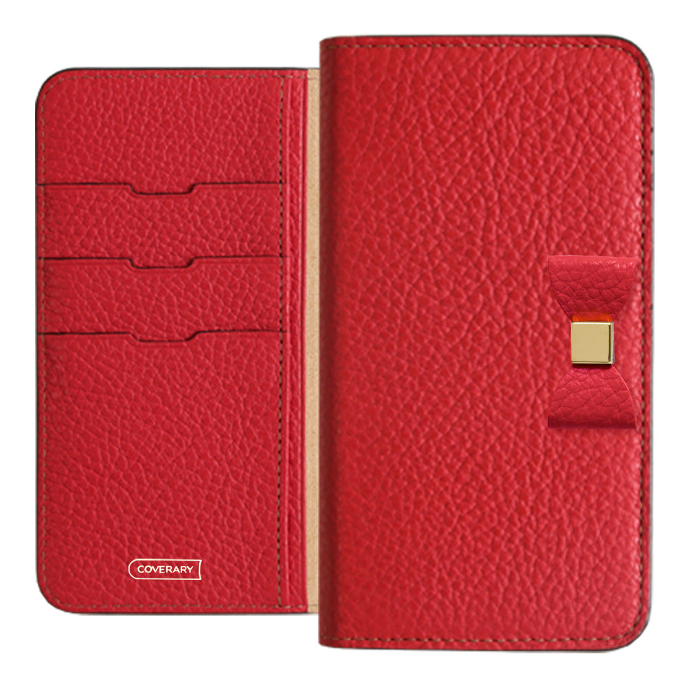 Cuir véritable 32 couleurs Cuir italien grainé Choix de décoration ruban Étui portefeuille Série AQUOS