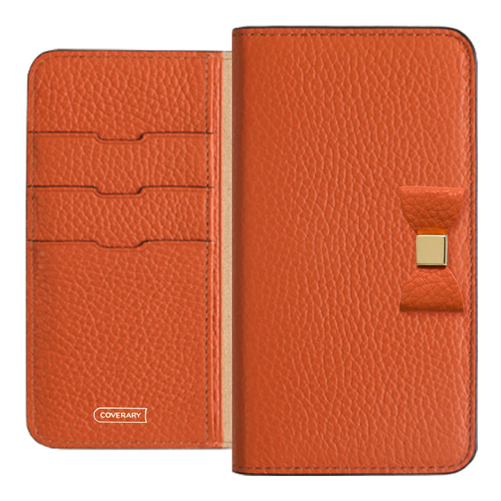 Cuir véritable 32 couleurs Cuir italien grainé Choix de décoration ruban Étui portefeuille Série Galaxy