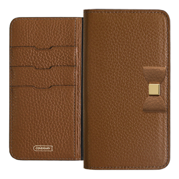 Cuir véritable 32 couleurs Cuir italien grainé Choix de décoration ruban Étui portefeuille Série AQUOS