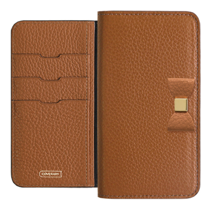 Cuir véritable 32 couleurs Cuir italien grainé Choix de décoration ruban Étui portefeuille Série AQUOS