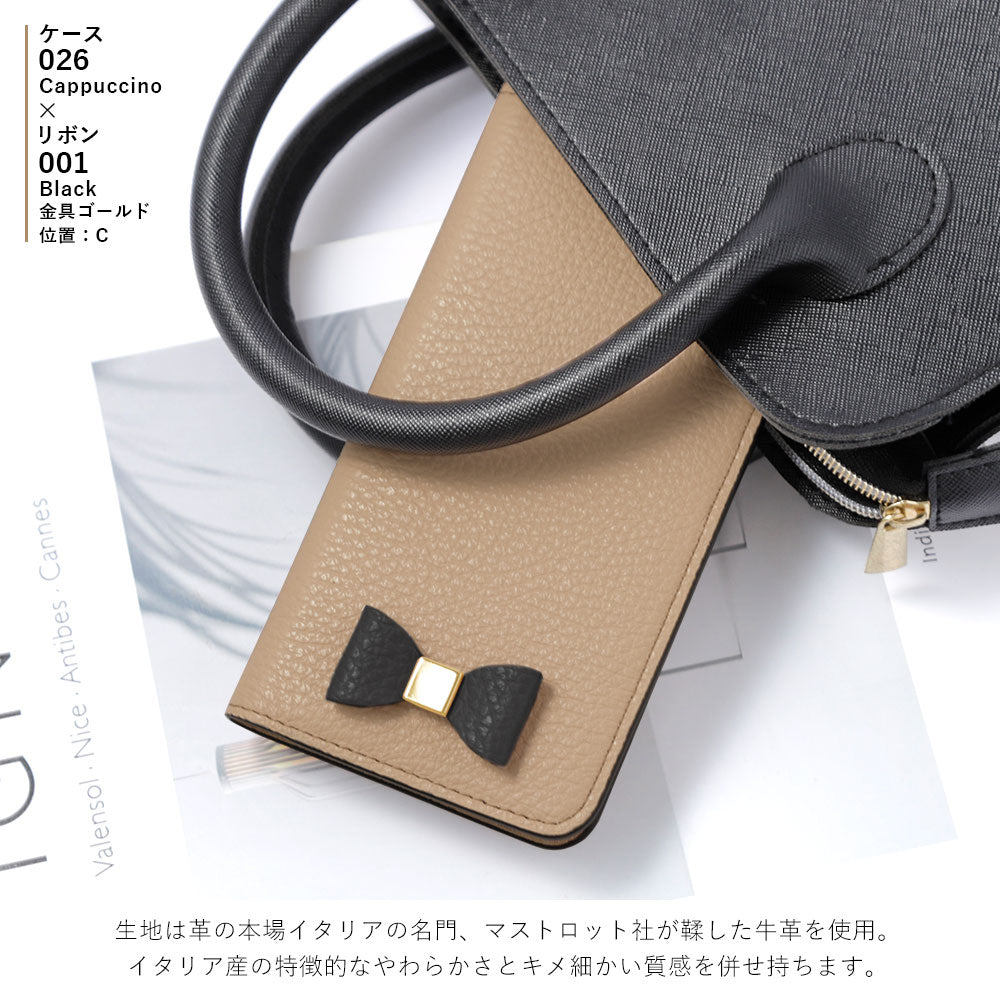 Cuir véritable 32 couleurs Cuir italien grainé Choix de décoration ruban Étui portefeuille Série AQUOS