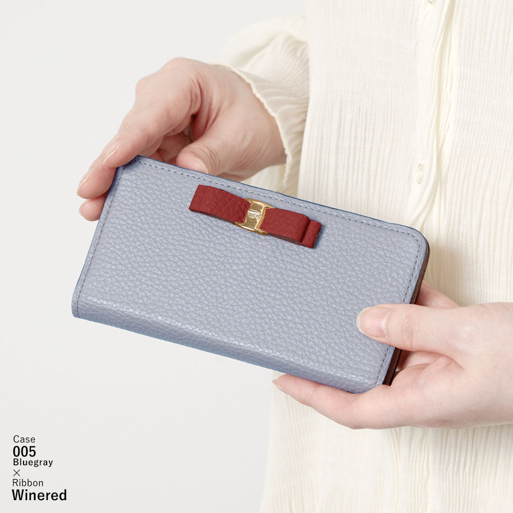 本革 32色 イタリアンシュリンクレザー シンプルリボンデコ 手帳型ケース Xperiaシリーズ