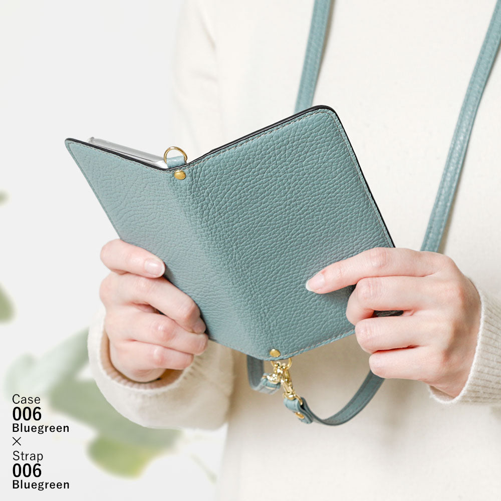 本革 32色 イタリアンシュリンクレザー ショルダーストラップ付き 手帳型ケース iPhoneシリーズ