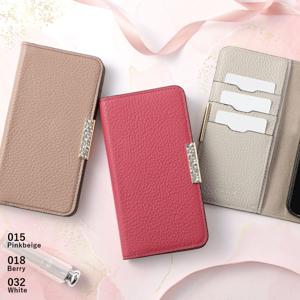 Genuine leather 32 colors Italian shrink leather stone frame deco notebook-style case AQUOS series