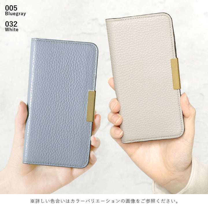 本革 32色 イタリアンシュリンクレザー ゴールドフレームデコ 手帳型ケース Xperiaシリーズ