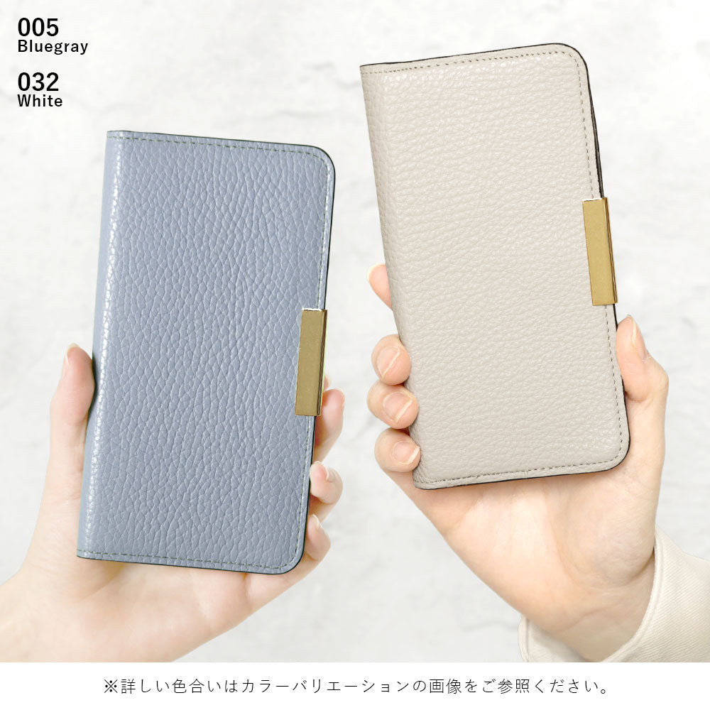 本革 32色 イタリアンシュリンクレザー ゴールドフレームデコ 手帳型ケース iPhoneシリーズ