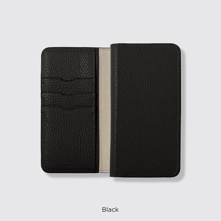 Étui pour téléphone compatible MagSafe, en cuir véritable, type portefeuille, compatible avec tous les modèles, 32 couleurs, cuir italien grainé, série Galaxy